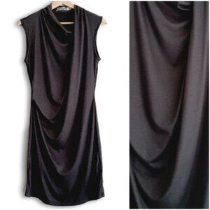 MOSS JANG / Soft Draped Gathered Sleeveless Comfy Stretch Mini Dress Gray Sz S